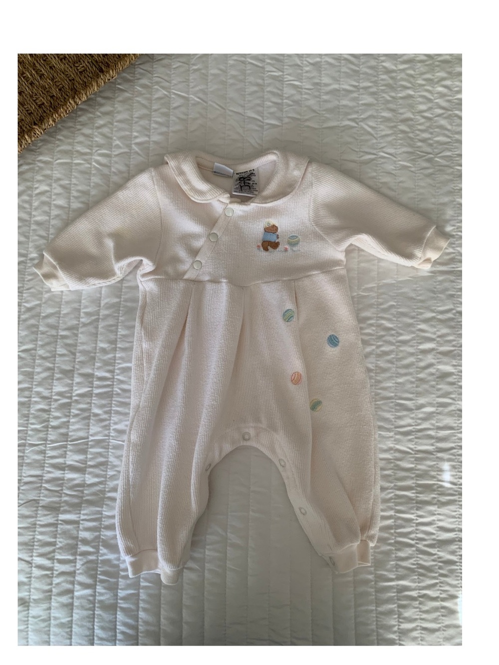 Vintage One Piece McBaby Cozy Bear Ball Cream Boys Girls Baby Newborn 3/6 Months